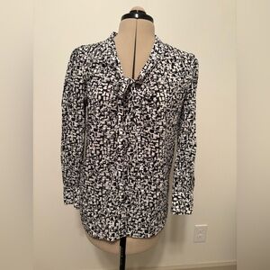 Kate Spade Black and White Long Sleeve Blouse